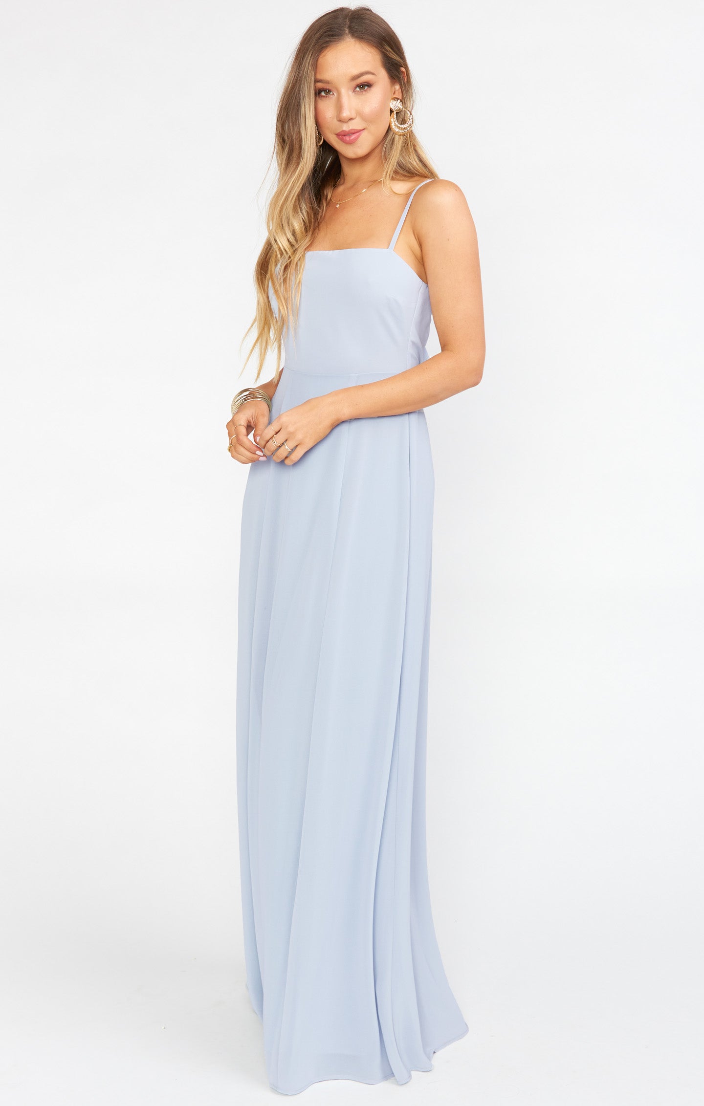 Lauren Tie Maxi Dress ~ Steel Blue Chiffon