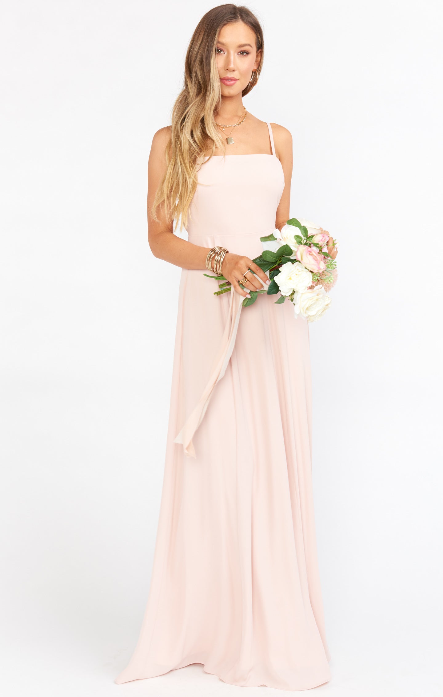 Lauren Tie Maxi Dress ~ Dusty Blush Crisp