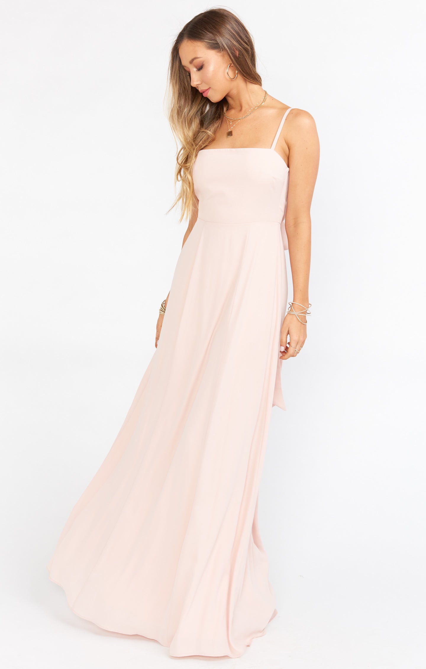 Lauren Tie Maxi Dress ~ Dusty Blush Crisp