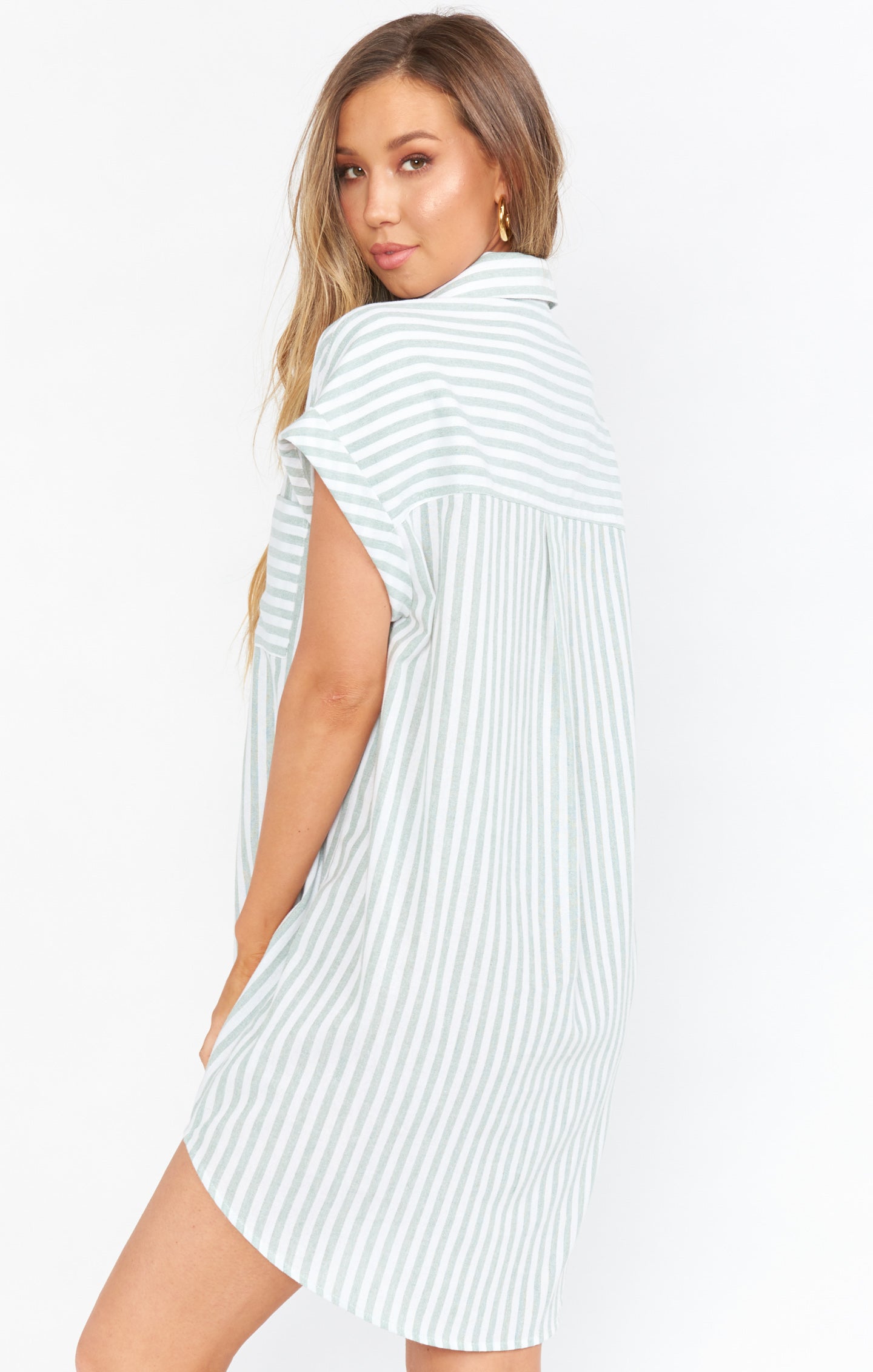 Martin Shirt Dress ~ Sage Stripe