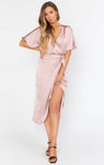 Satin Slit Wrap Dress