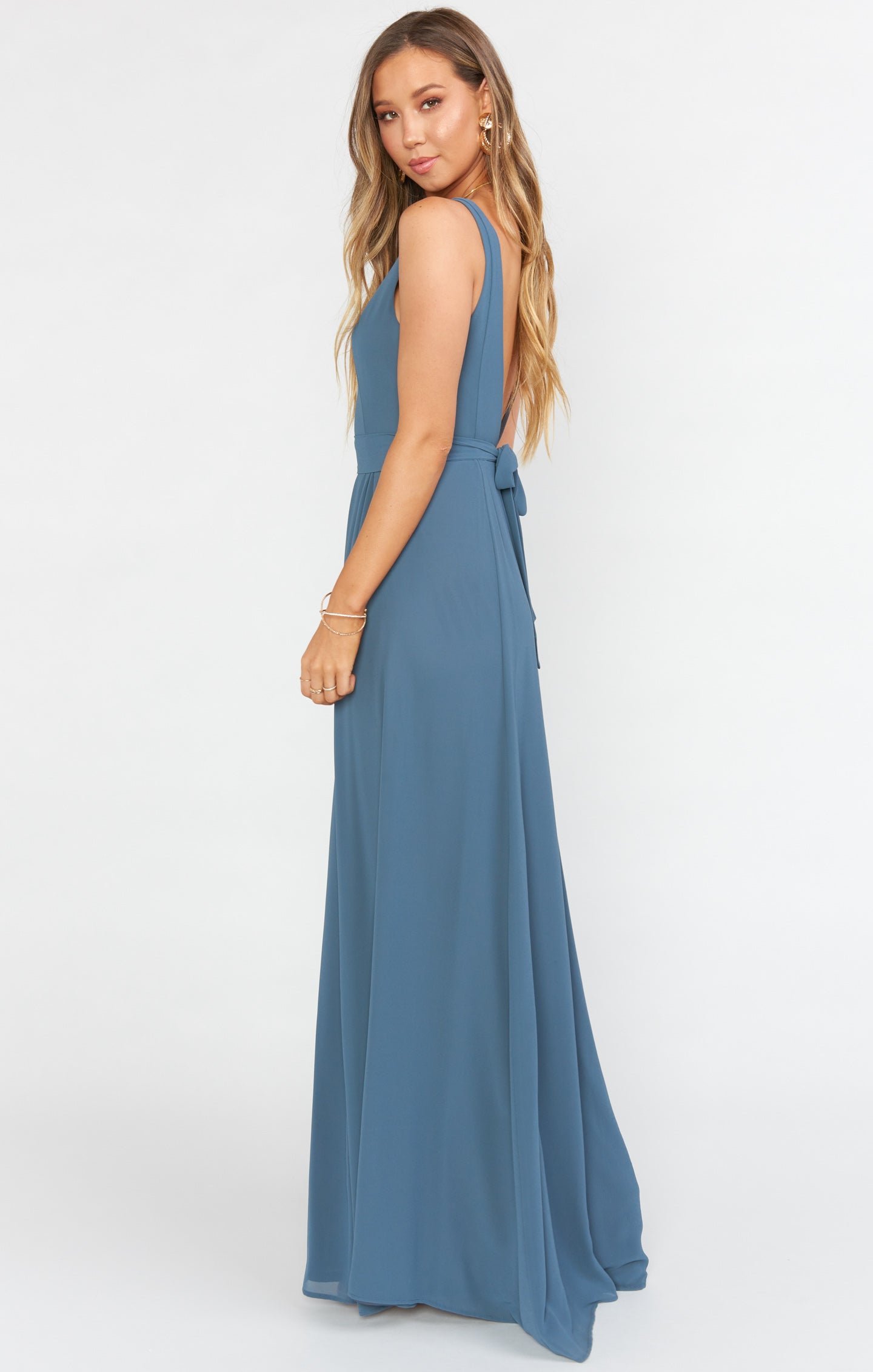 Jenn Maxi Dress ~ Slate Blue Chiffon