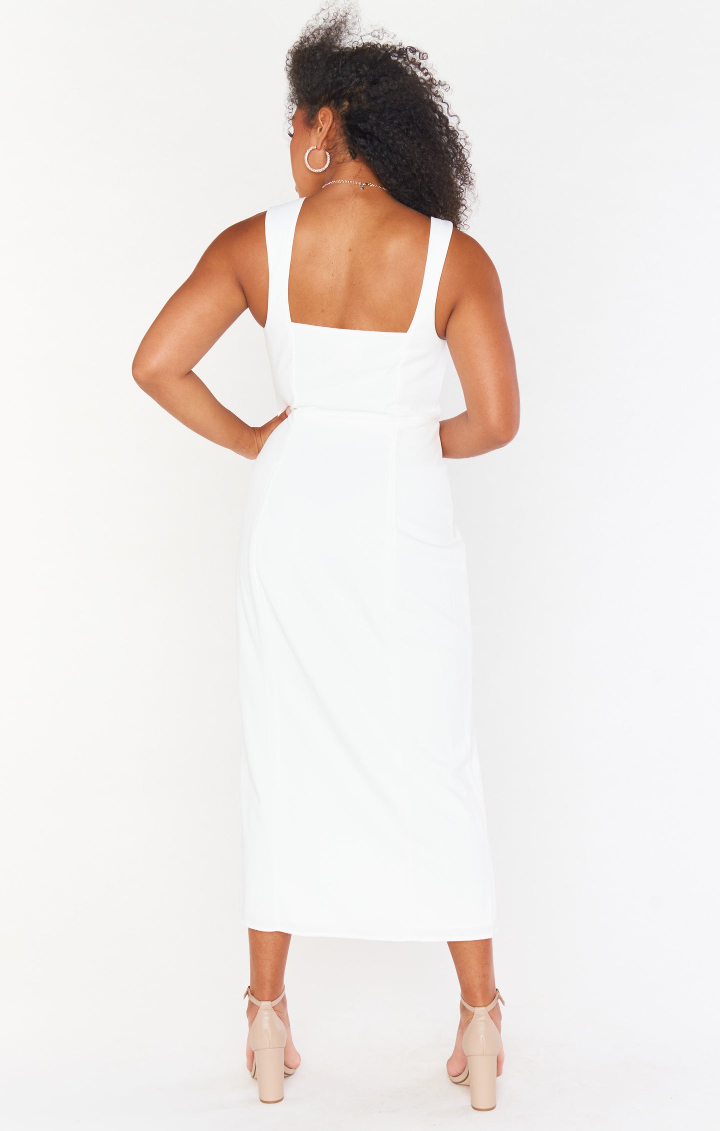 Eden Midi Dress ~ White Stretch