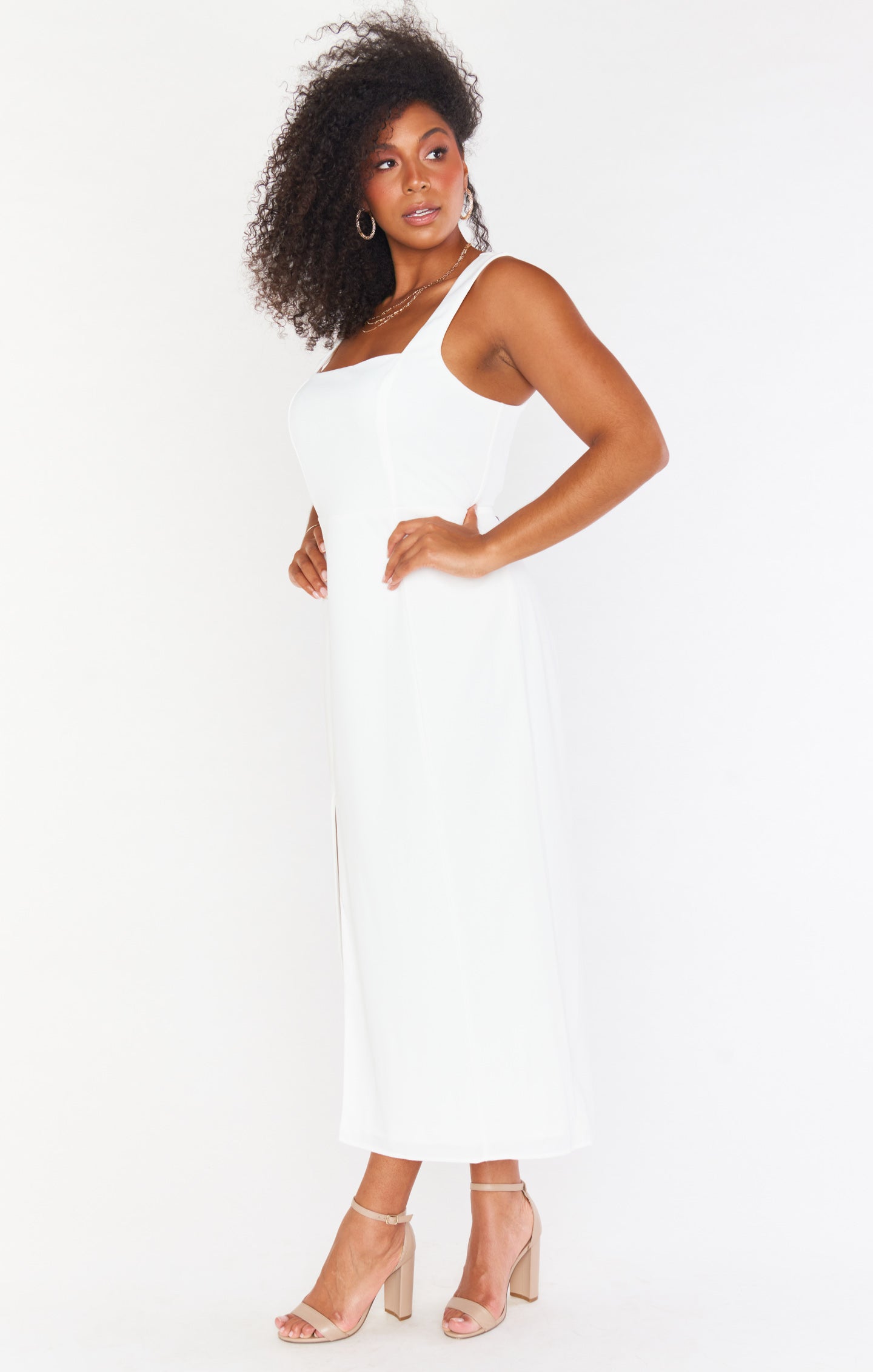 Eden Midi Dress ~ White Stretch