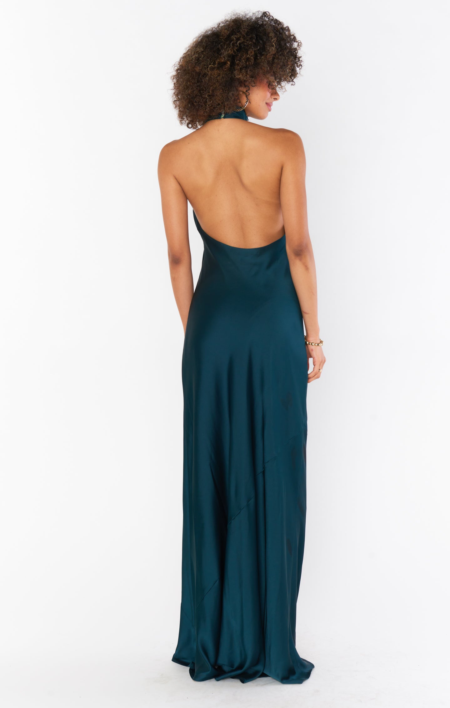 Jasmine Halter Maxi Dress ~ Deep Emerald Luxe Satin