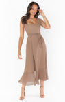 Chiffon Slit Fitted Flowy Smocked Dress With a Bow(s) and a Sash by Show Me Your Mumu