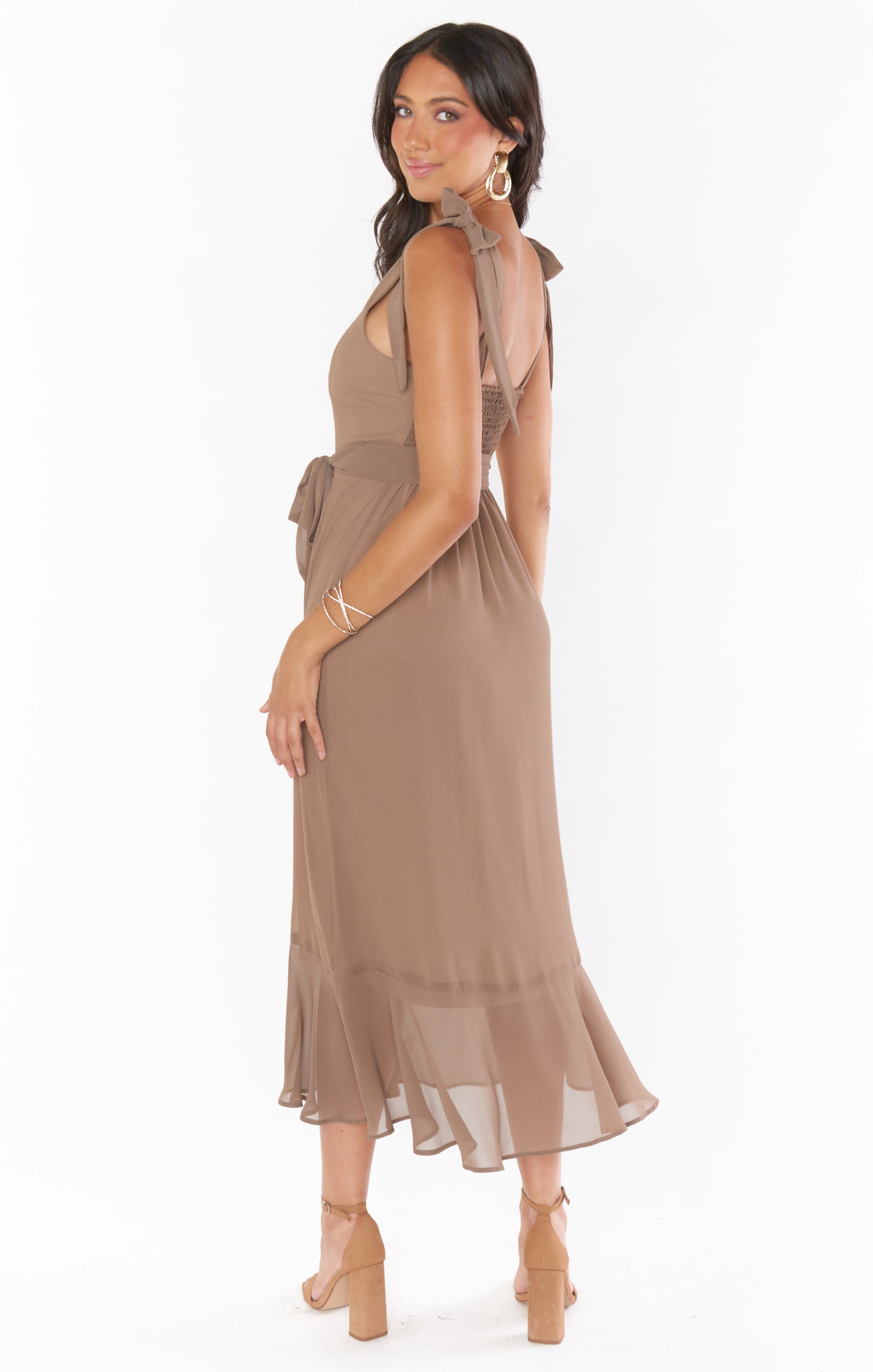 Claire Midi Dress ~ Dune Chiffon