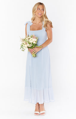 Jasmine Halter Maxi Dress ~ Steel Blue Luxe Satin