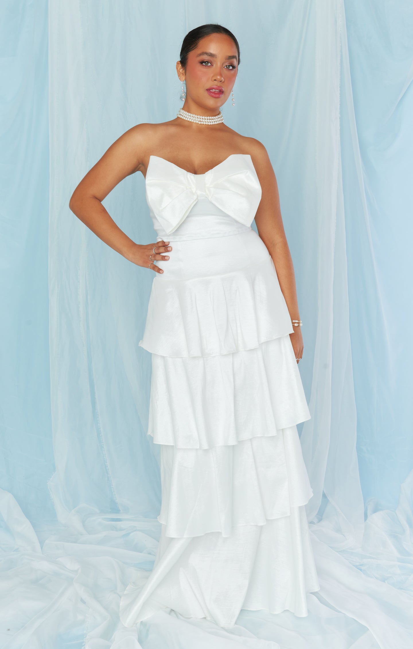 Katrina Swing Skirt ~ White Taffeta