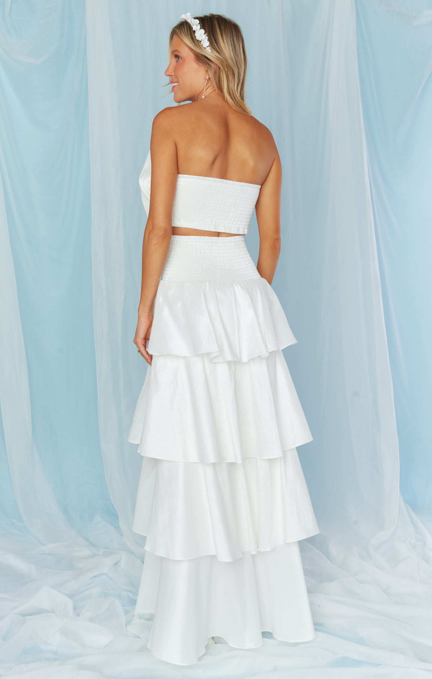 Katrina Swing Skirt ~ White Taffeta