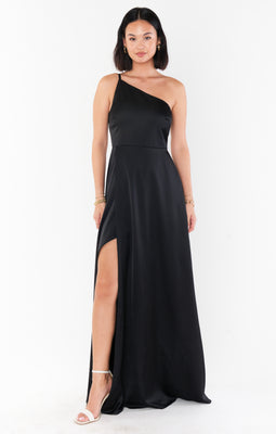 Shannon One Shoulder Dress ~ Black Chiffon