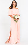 Strapless Off the Shoulder One Shoulder Elasticized Waistline Maxi Dress With Ruffles