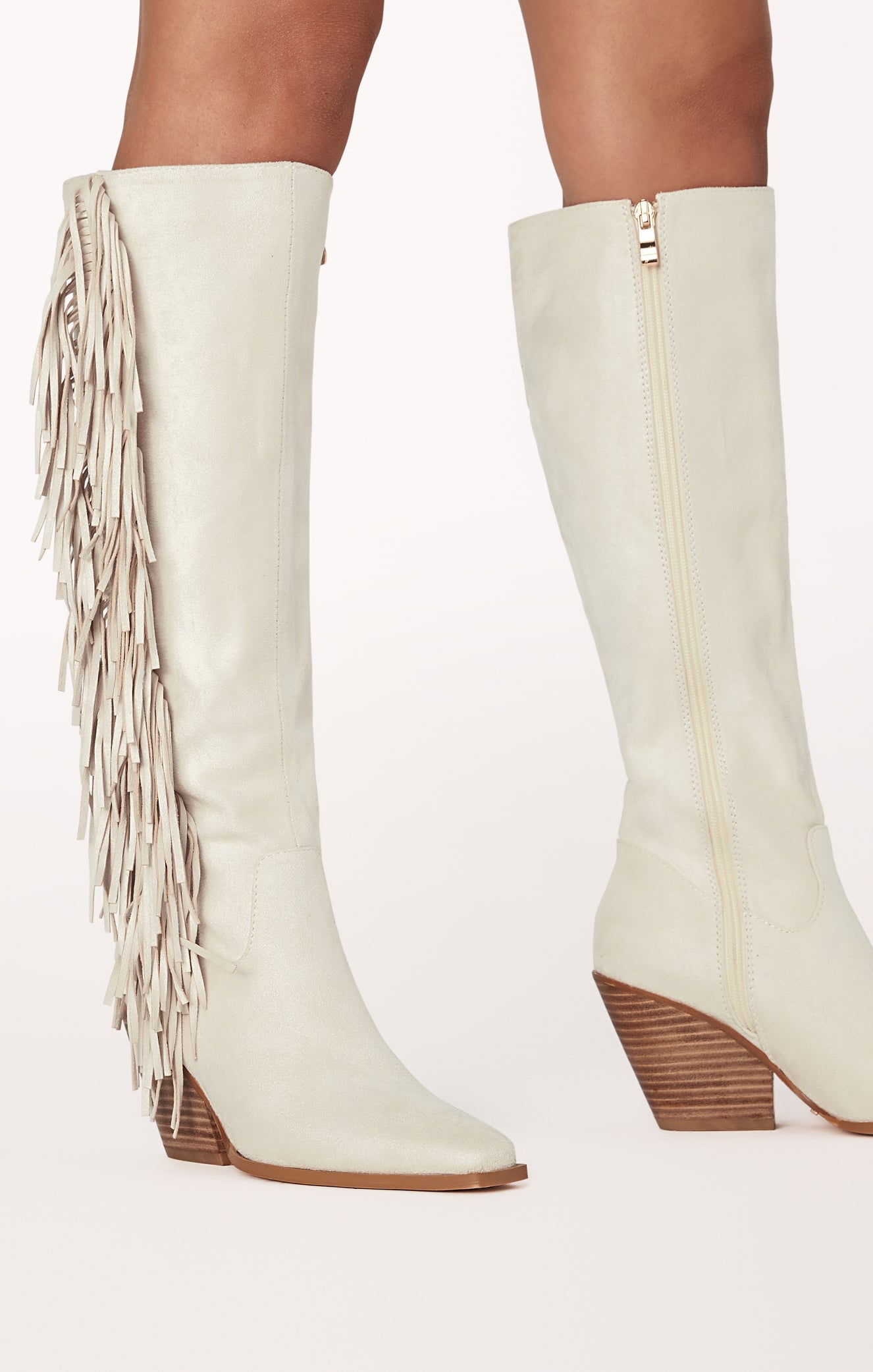 Billini Ceylan Fringe Boot ~ Cream Suede