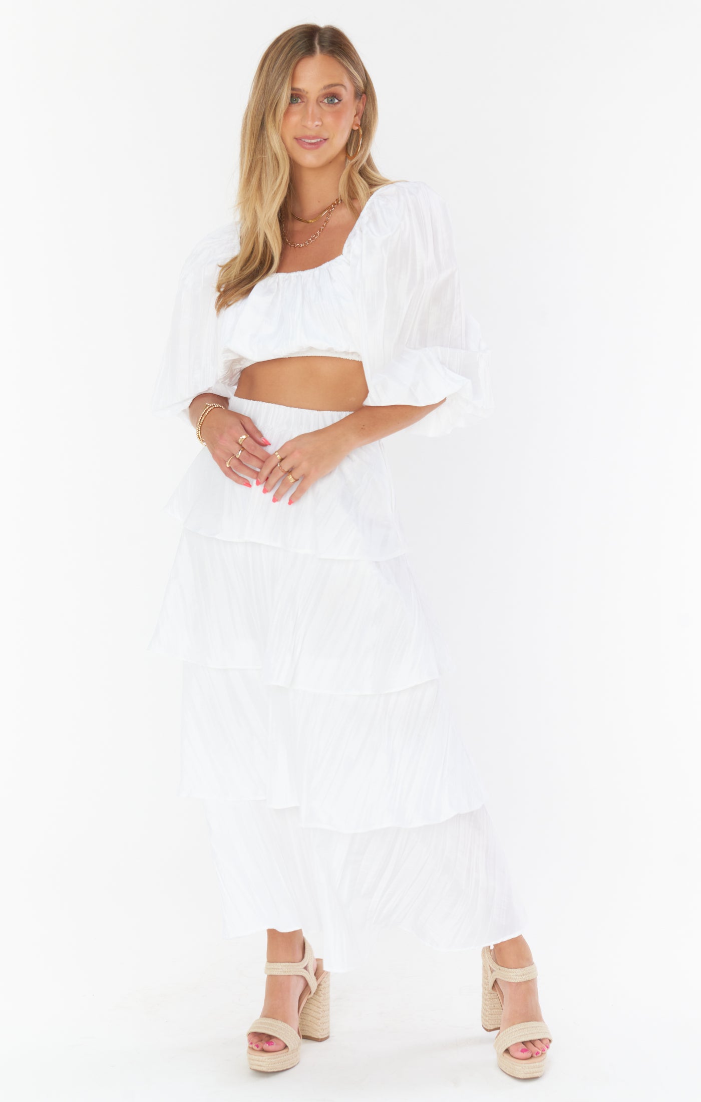 Keepsake Crop Top ~ White Crinkle