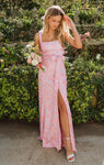 Floral Print Slit Stretchy Bridesmaid Dress With a Sash by Show Me Your Mumu