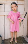 Linen Short Puff Sleeves Sleeves Smocked Dress