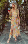 Slit Fitted Flowy Floral Print Smocked Dress With a Bow(s) and a Sash by Show Me Your Mumu