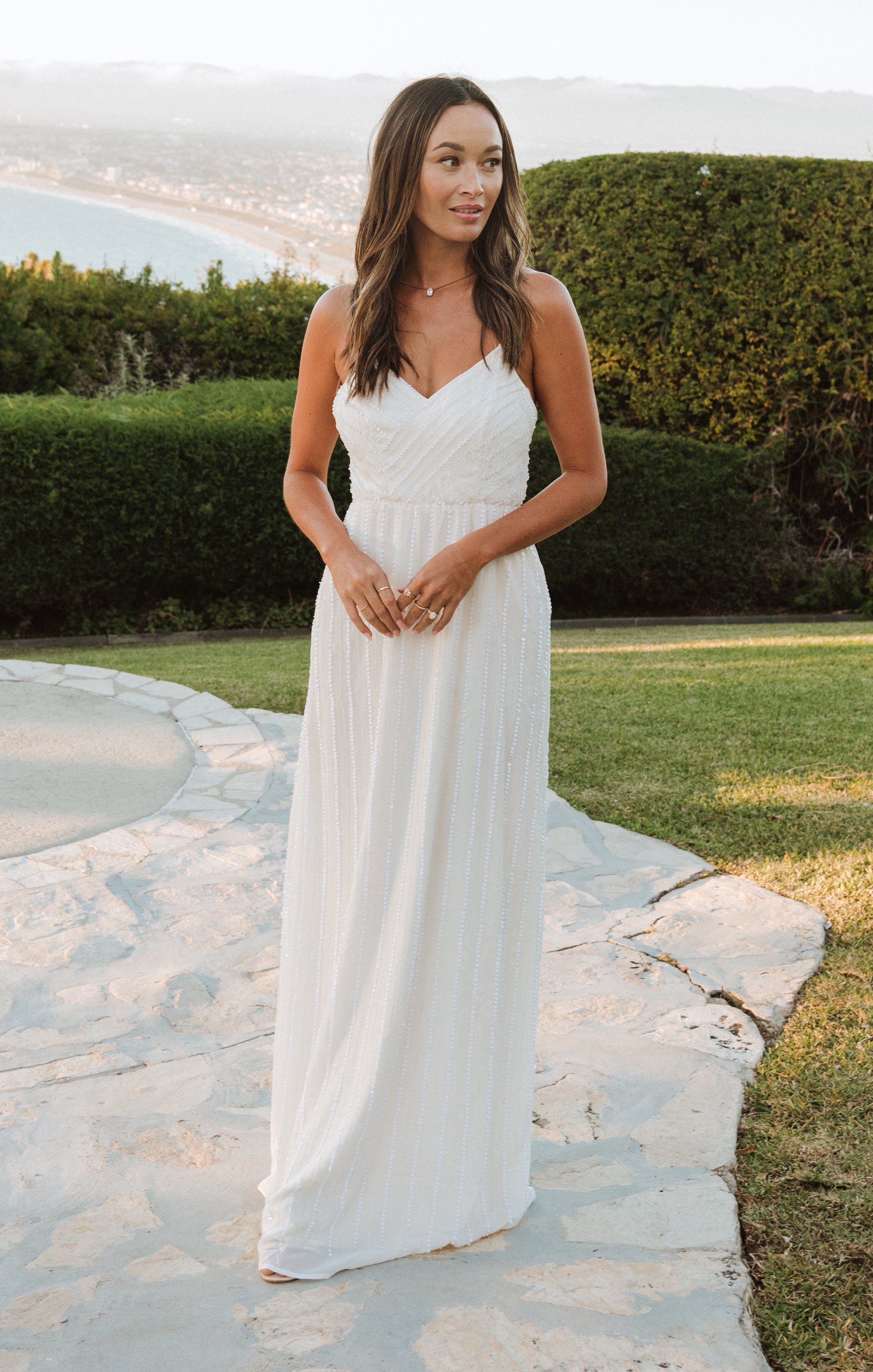 Gala Gown ~ White Beaded