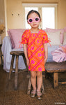 A-line Smocked Short Striped Print Puff Sleeves Sleeves Beach Dress