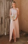 One Shoulder Slit Flowy Maxi Dress