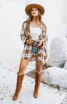 Button Front Plaid Print Tunic