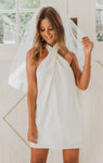 Satin Open-Back Wrap Halter High-Neck Wedding Dress by Show Me Your Mumu