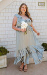 Flutter Sleeves Smocked Tiered Satin Dress With Ruffles by Show Me Your Mumu