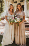 Empire Waistline Smocked Sweetheart Flutter Sleeves Tiered Bridesmaid Dress by Show Me Your Mumu