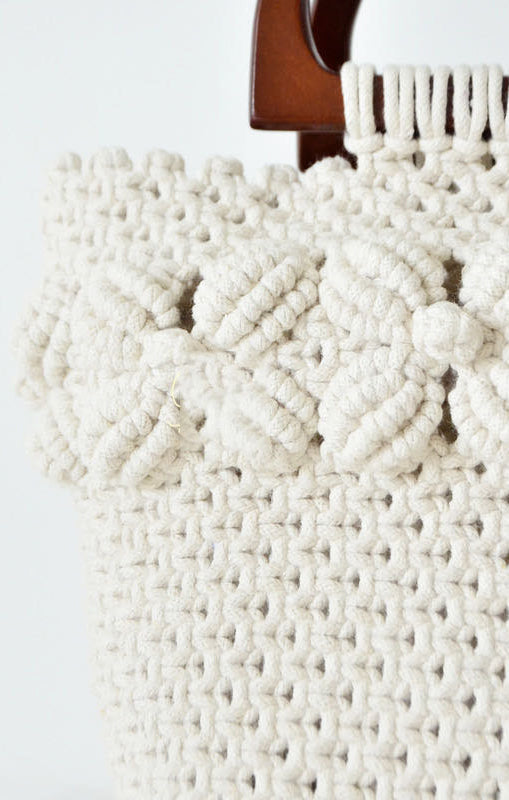 Macrame Bag ~ Floral Ivory