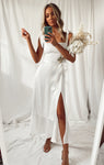 Tie Waist Waistline Satin Fitted Wedding Dress/Midi Dress