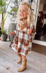 Plaid Print Keyhole Long Sleeves Dress