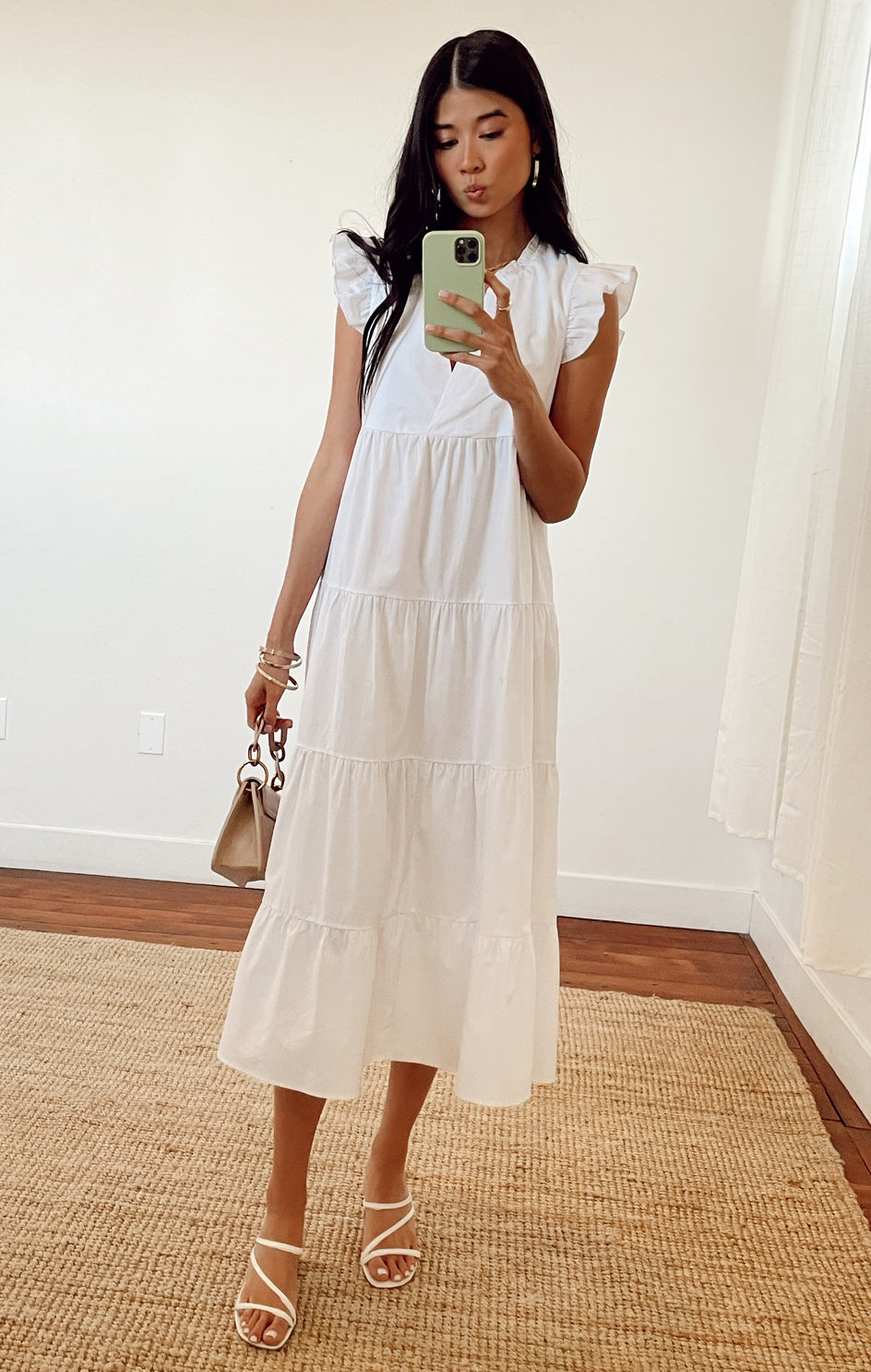 Mia James Midi Dress ~ White Poplin