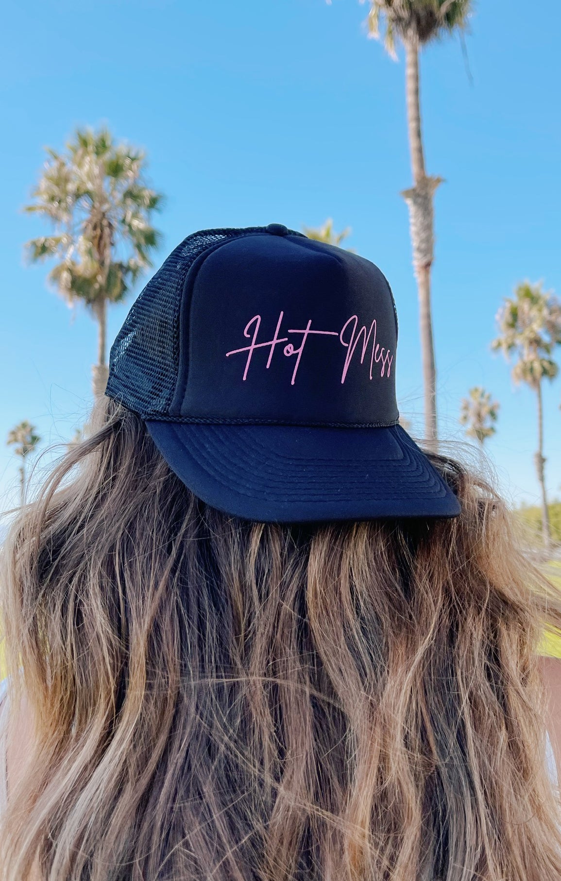 Hot Mess Trucker Hat ~ Black & Hot Pink