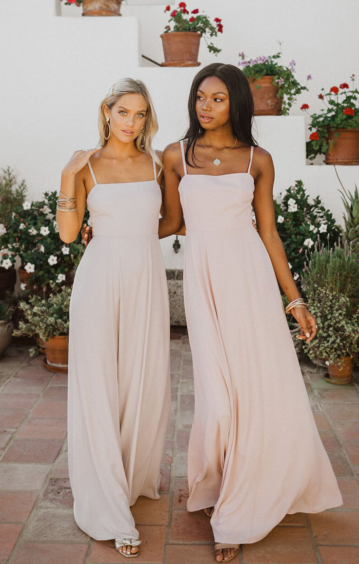 Lauren Tie Maxi Dress ~ Dusty Blush Crisp