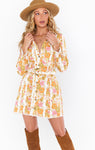 Collared Button Front Pocketed Fitted Vintage Short Fit-and-Flare Striped Floral Print Denim Dress