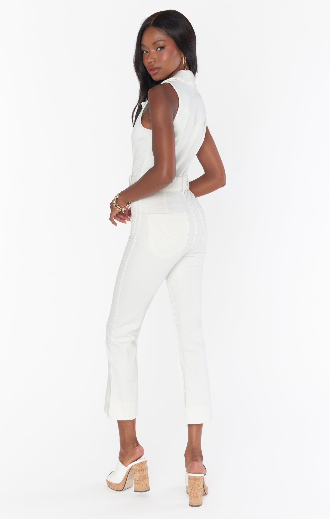 Jacksonville Cropped Jumpsuit ~ Pearly White