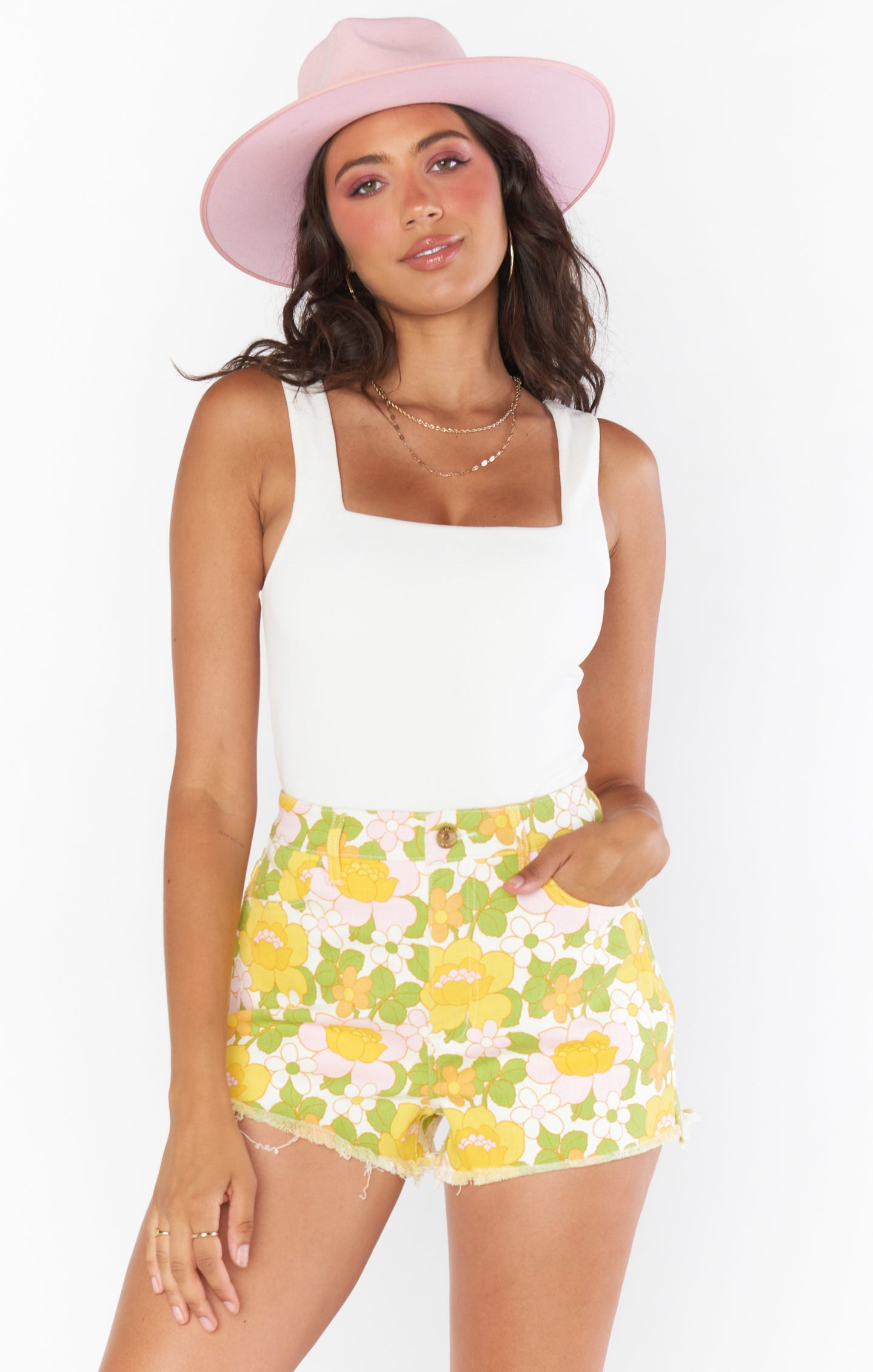 Arizona High Waisted Shorts ~ Fresh Floral Denim – Show Me Your Mumu