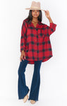 Button Front Plaid Print Tunic