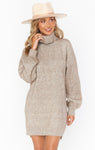 Knit Sweater Turtleneck Short Dress