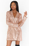 V-neck Fitted Button Closure Sequined Party Dress/Bodysuit