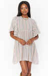 Striped Print Babydoll Short Dress