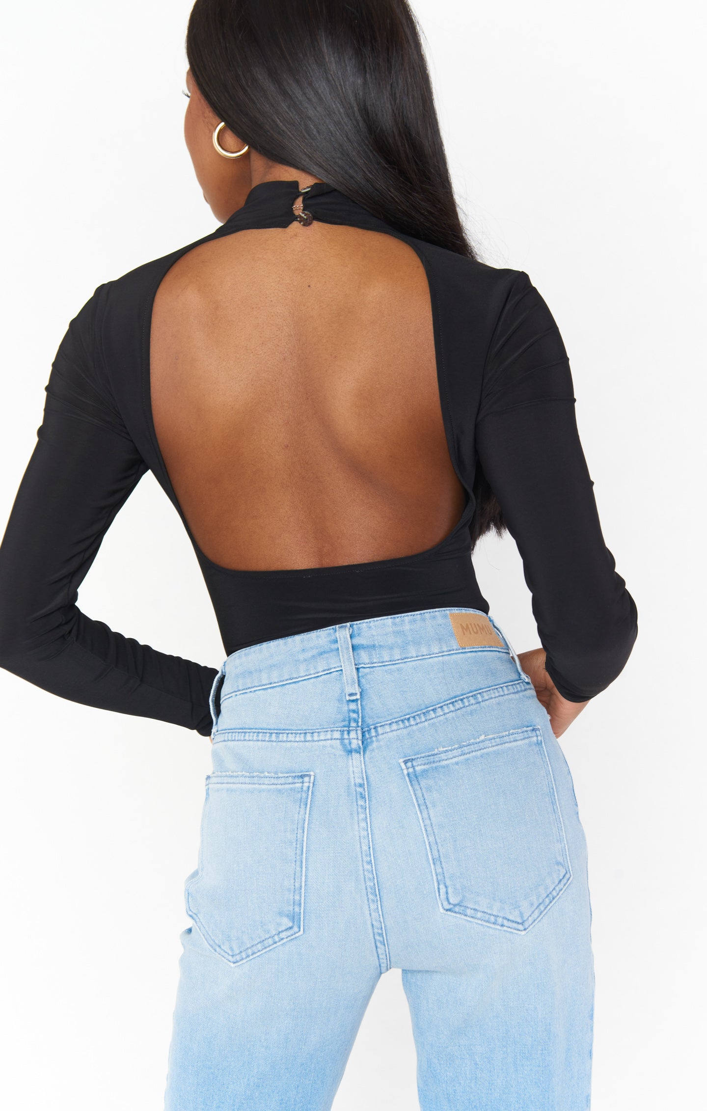 Look Back Bodysuit ~ Black Spandy