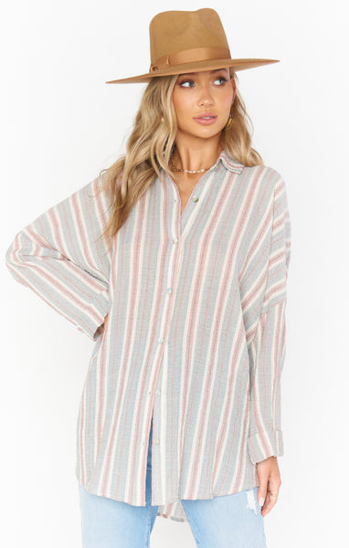 Striped Print Fall Linen Tunic