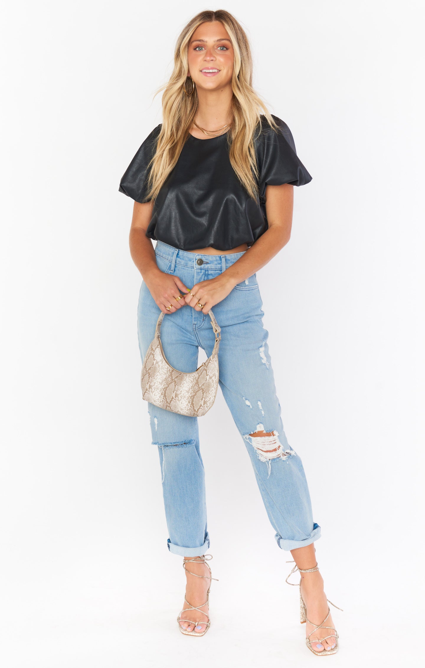 Highland Crop Top ~ Black Faux Leather