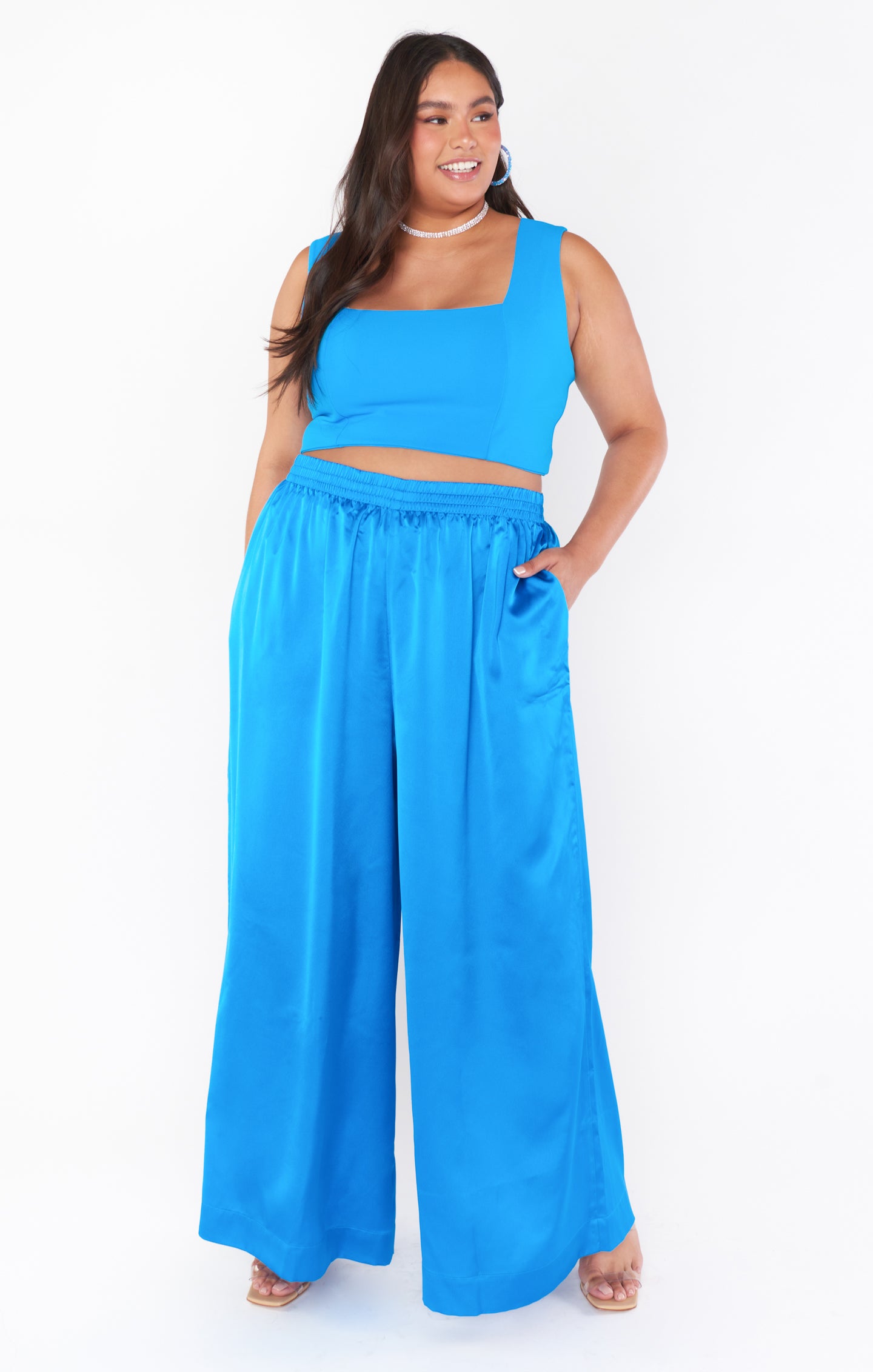 Ansley Crop Top ~ Blue Stretch