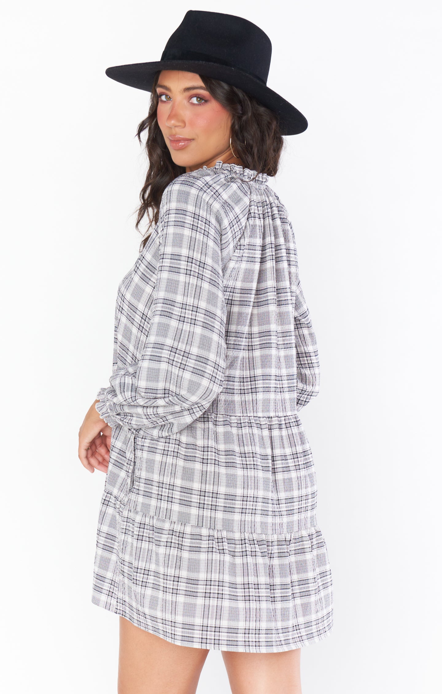 Birdie Mini Dress ~ Windowpane Plaid