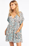 Short Animal Snake Print Flowy Button Front Pocketed Dress