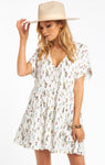 Floral Print Short Pocketed Flowy Button Front Dress