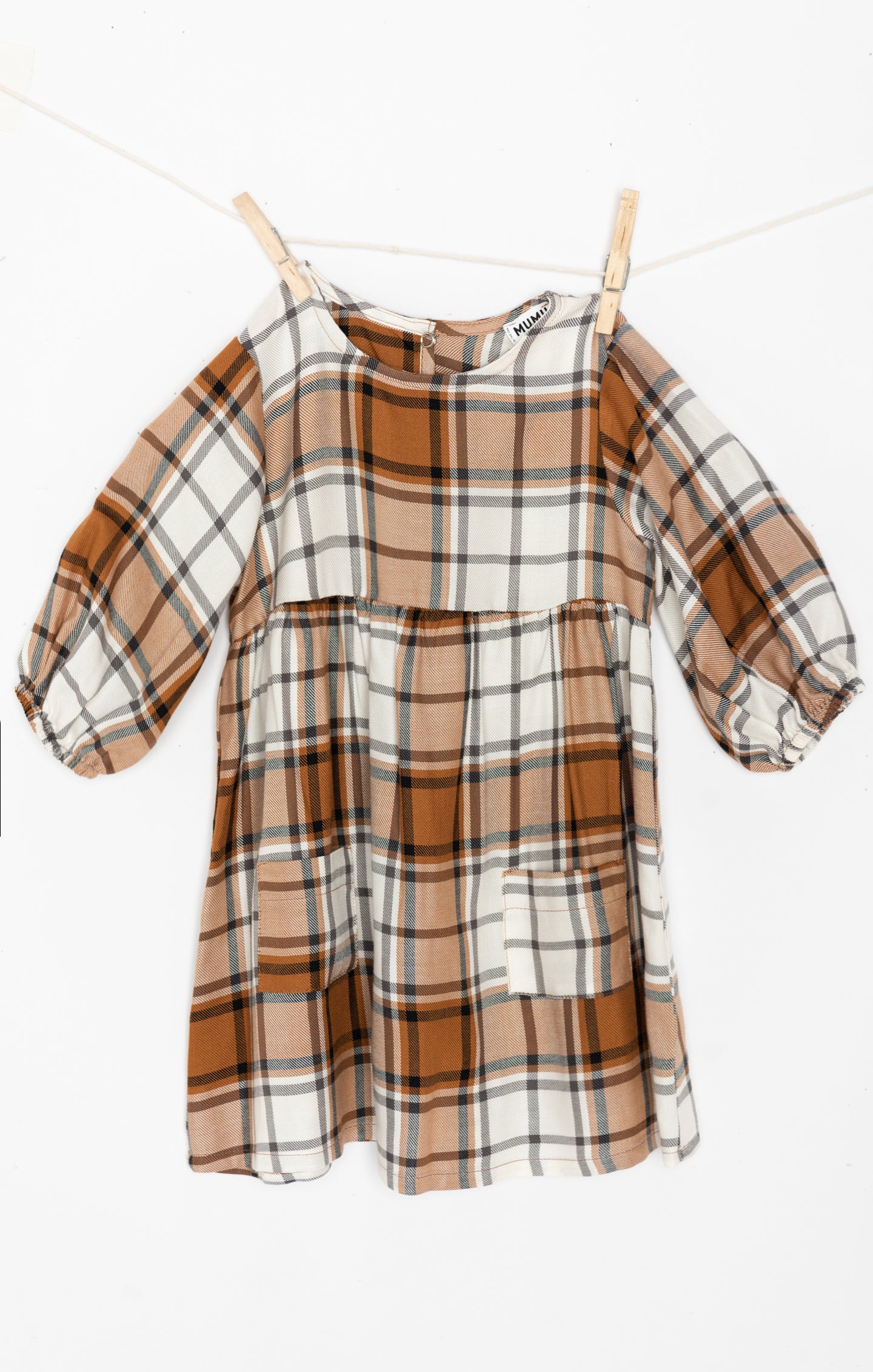 Iris Dress ~ Tan Plaid