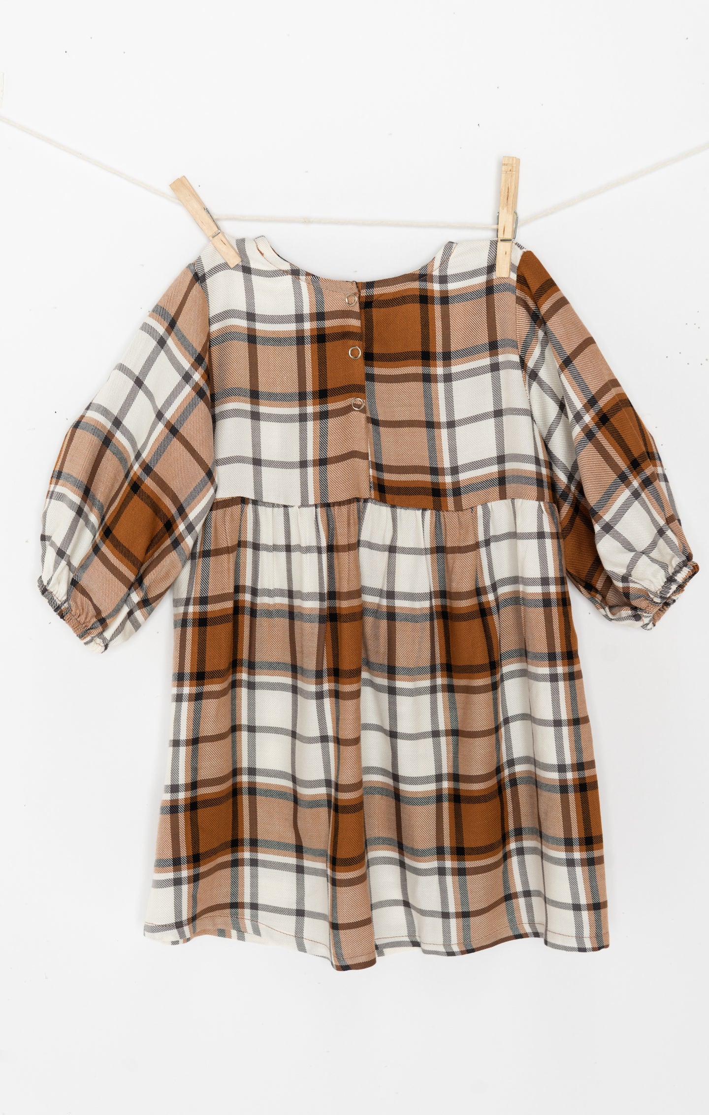 Iris Dress ~ Tan Plaid